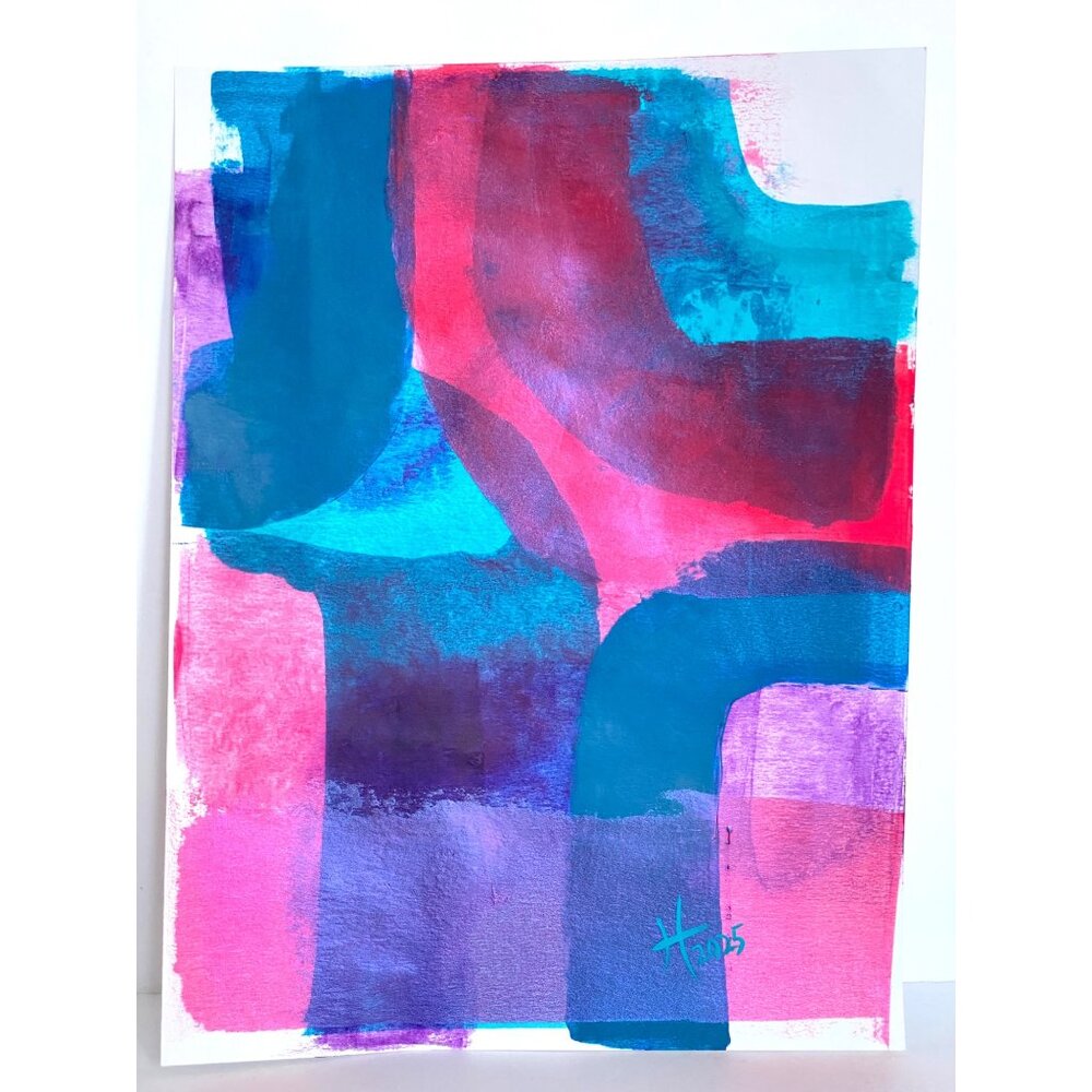 Intersectionality Original Abstract Acrylic Painting 11x14in Matted Frame Ready